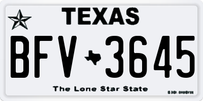 TX license plate BFV3645