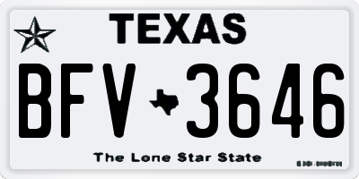 TX license plate BFV3646