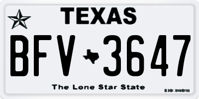 TX license plate BFV3647