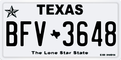 TX license plate BFV3648