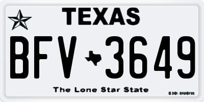 TX license plate BFV3649