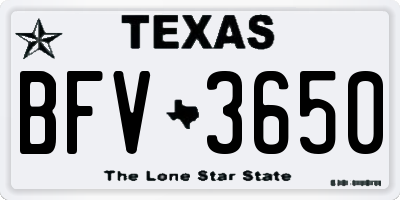TX license plate BFV3650