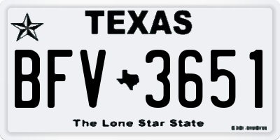 TX license plate BFV3651