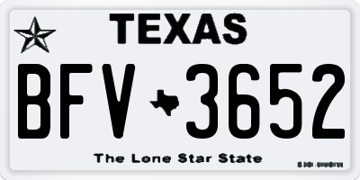 TX license plate BFV3652