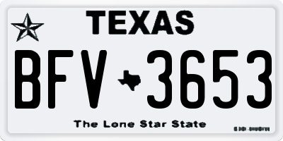 TX license plate BFV3653