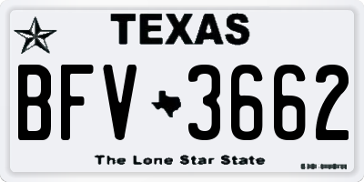 TX license plate BFV3662