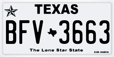 TX license plate BFV3663