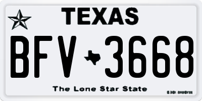TX license plate BFV3668