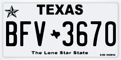 TX license plate BFV3670