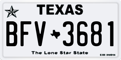 TX license plate BFV3681