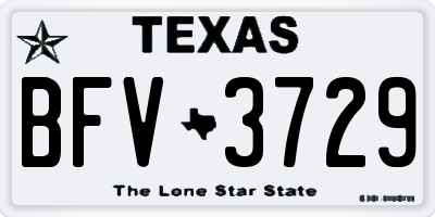 TX license plate BFV3729