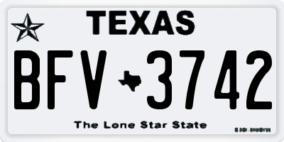 TX license plate BFV3742