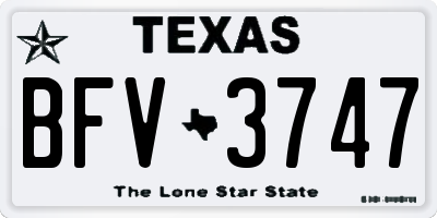 TX license plate BFV3747