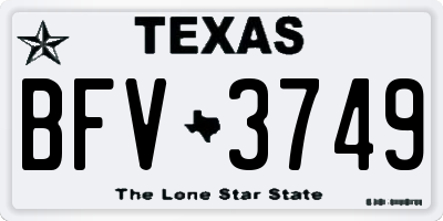 TX license plate BFV3749