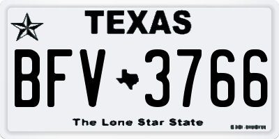 TX license plate BFV3766