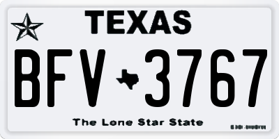 TX license plate BFV3767