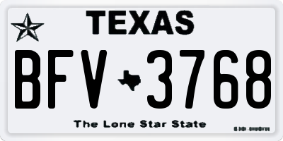 TX license plate BFV3768