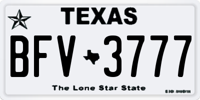 TX license plate BFV3777