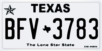 TX license plate BFV3783