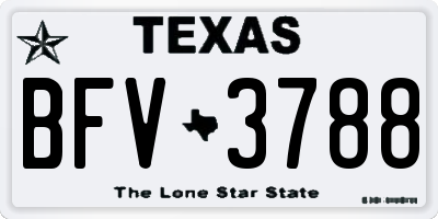 TX license plate BFV3788