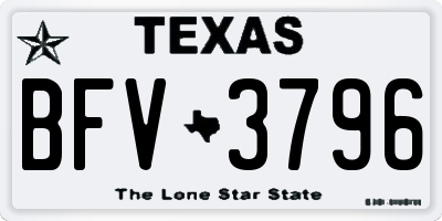 TX license plate BFV3796