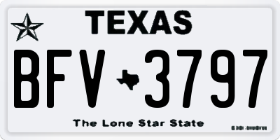 TX license plate BFV3797