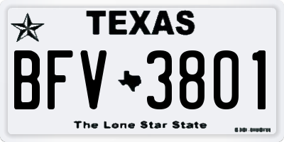 TX license plate BFV3801