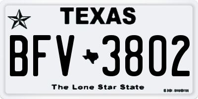TX license plate BFV3802