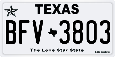TX license plate BFV3803