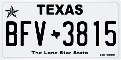 TX license plate BFV3815