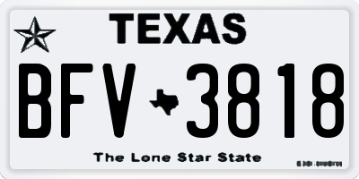 TX license plate BFV3818