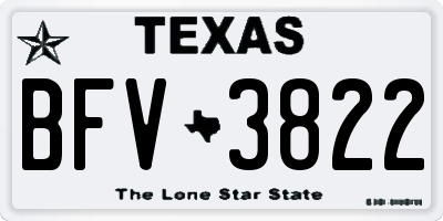 TX license plate BFV3822
