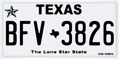 TX license plate BFV3826
