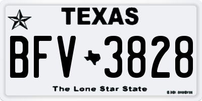 TX license plate BFV3828