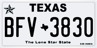 TX license plate BFV3830