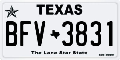 TX license plate BFV3831