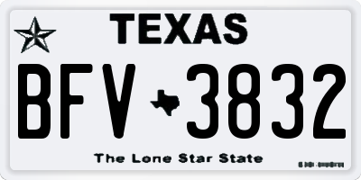 TX license plate BFV3832