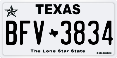 TX license plate BFV3834