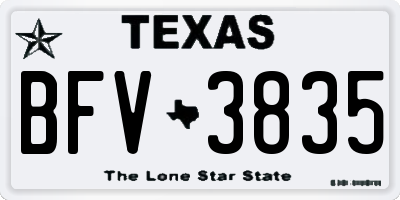 TX license plate BFV3835