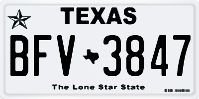 TX license plate BFV3847