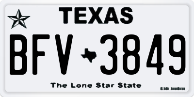 TX license plate BFV3849