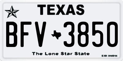 TX license plate BFV3850