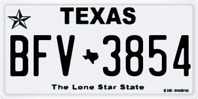TX license plate BFV3854