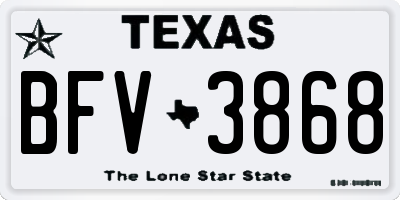 TX license plate BFV3868