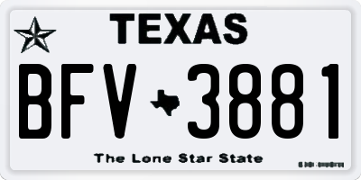 TX license plate BFV3881