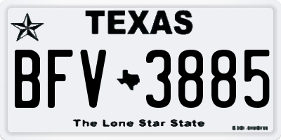 TX license plate BFV3885