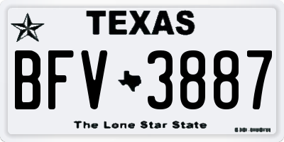 TX license plate BFV3887