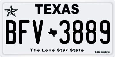 TX license plate BFV3889