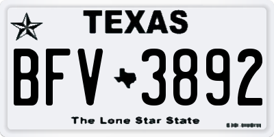 TX license plate BFV3892
