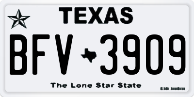 TX license plate BFV3909